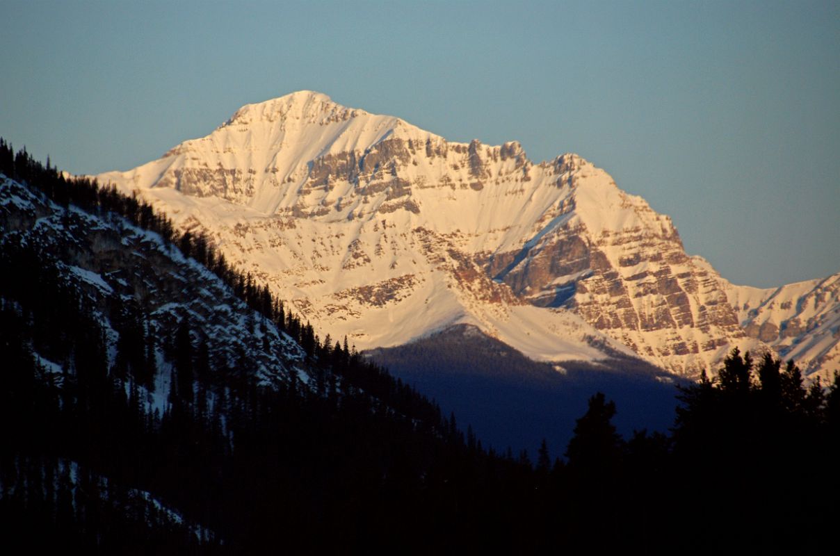 04B Mount Temple Morning From Trans Canada Highway At Highway 93 Junction Driving Between Banff And Lake Louise in Winter